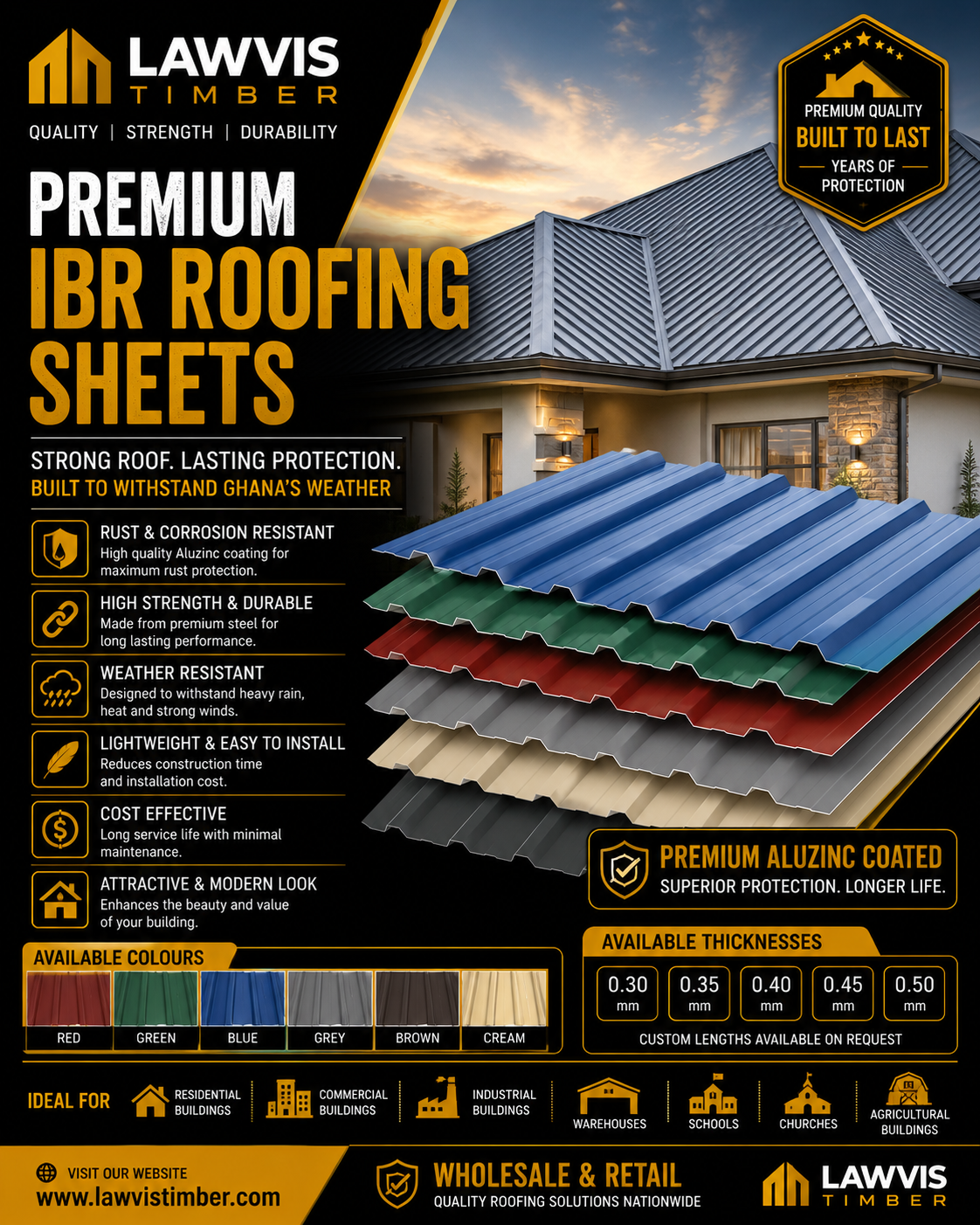 Premium Aluzinc Roofing Sheets – Durable & Weather Resistant Roofing Solution