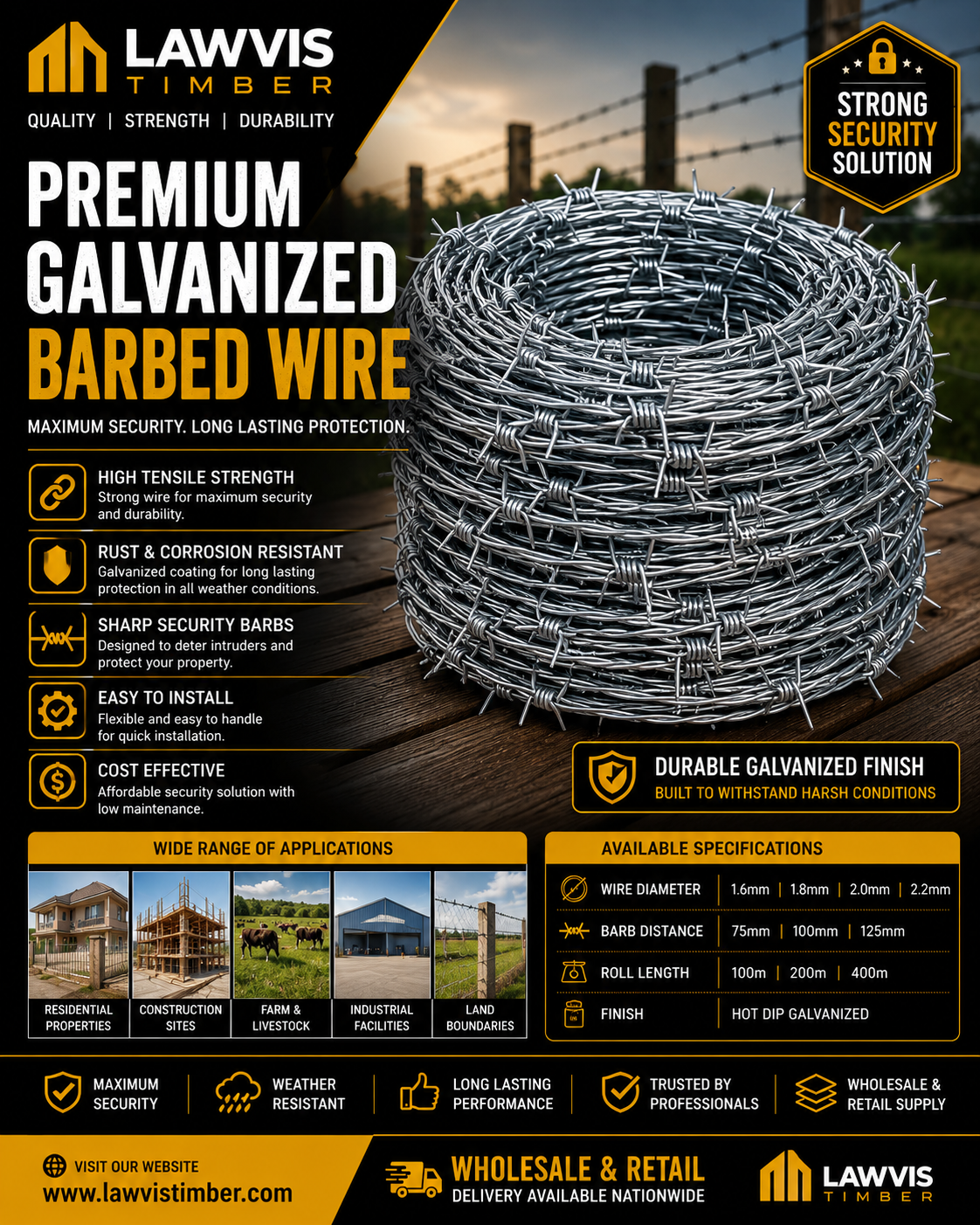 Premium Galvanized Barbed Wire for Security & Boundary Fencing