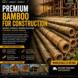 Premium Bamboo Poles for Construction, Roofing, Decking & Decoration