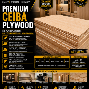 Premium Ceiba Plywood – Lightweight Multipurpose Construction & Furniture Plywood