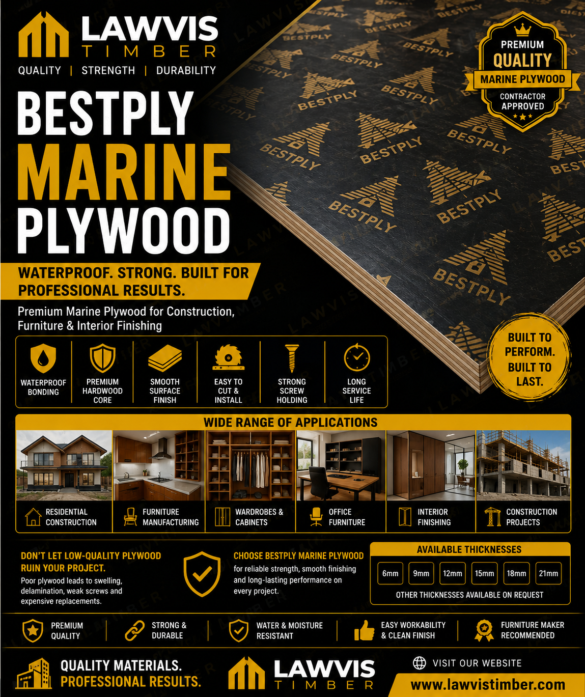 BESTPLY Marine Plywood – Premium Waterproof Construction & Furniture Plywood