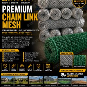 Premium Galvanized & PVC Coated Chain Link Mesh Fencing
