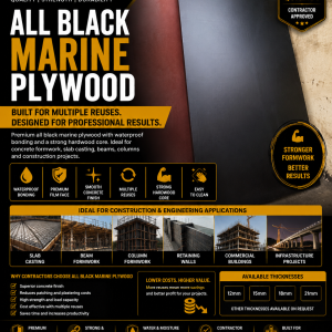 All Black Marine Plywood Ghana | Waterproof Formwork Plywood | Lawvis Timber
