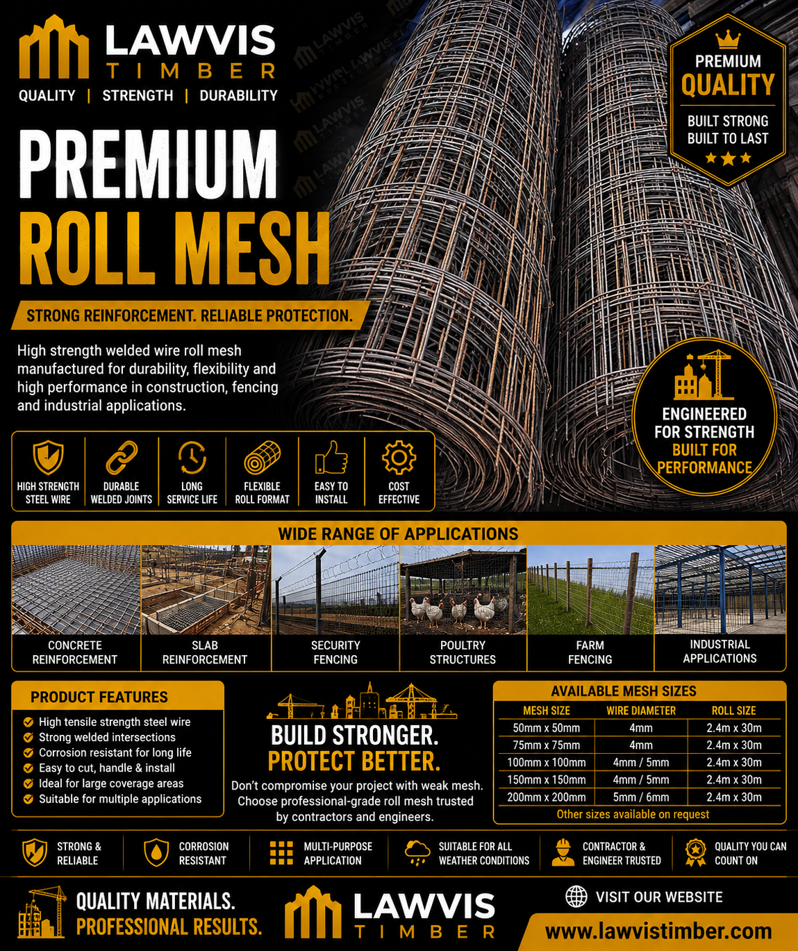 Roll Mesh Ghana | Welded Wire Mesh for Concrete Reinforcement, Security Fencing and Construction Projects | Lawvis Timber