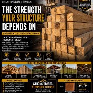 Premium 4x4 Structural Timber Ghana - Heavy Duty 100x100mm Lumber for Roofing, Framing and Construction Projects | Lawvis Timber